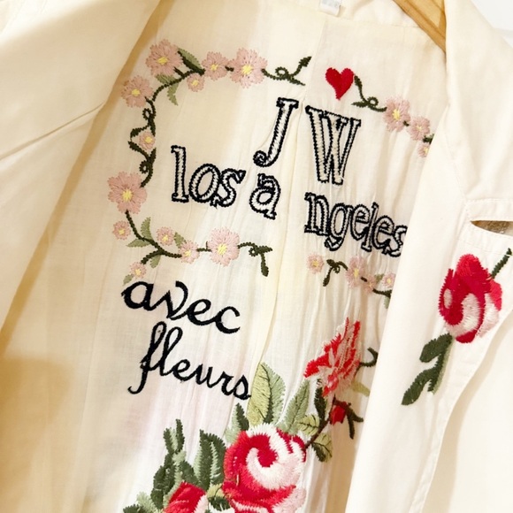 Johnny Was Vintage Ivory Embroidered Rose Floral Blazer Jacket Bohemian M - Picture 7 of 14